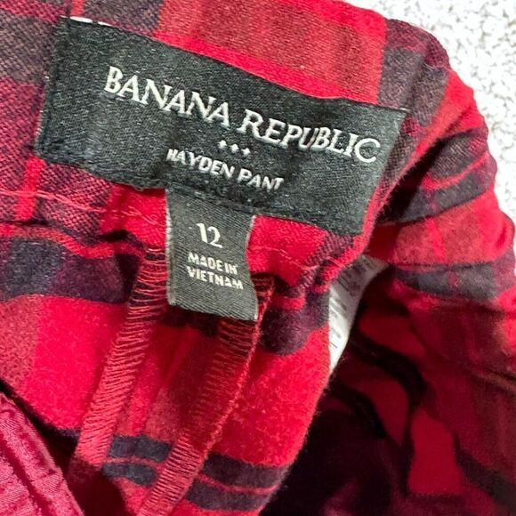 Banana Republic Hayden Pants Women's 12 Red Plaid High-Rise Comfort Stretch - Picture 13 of 13
